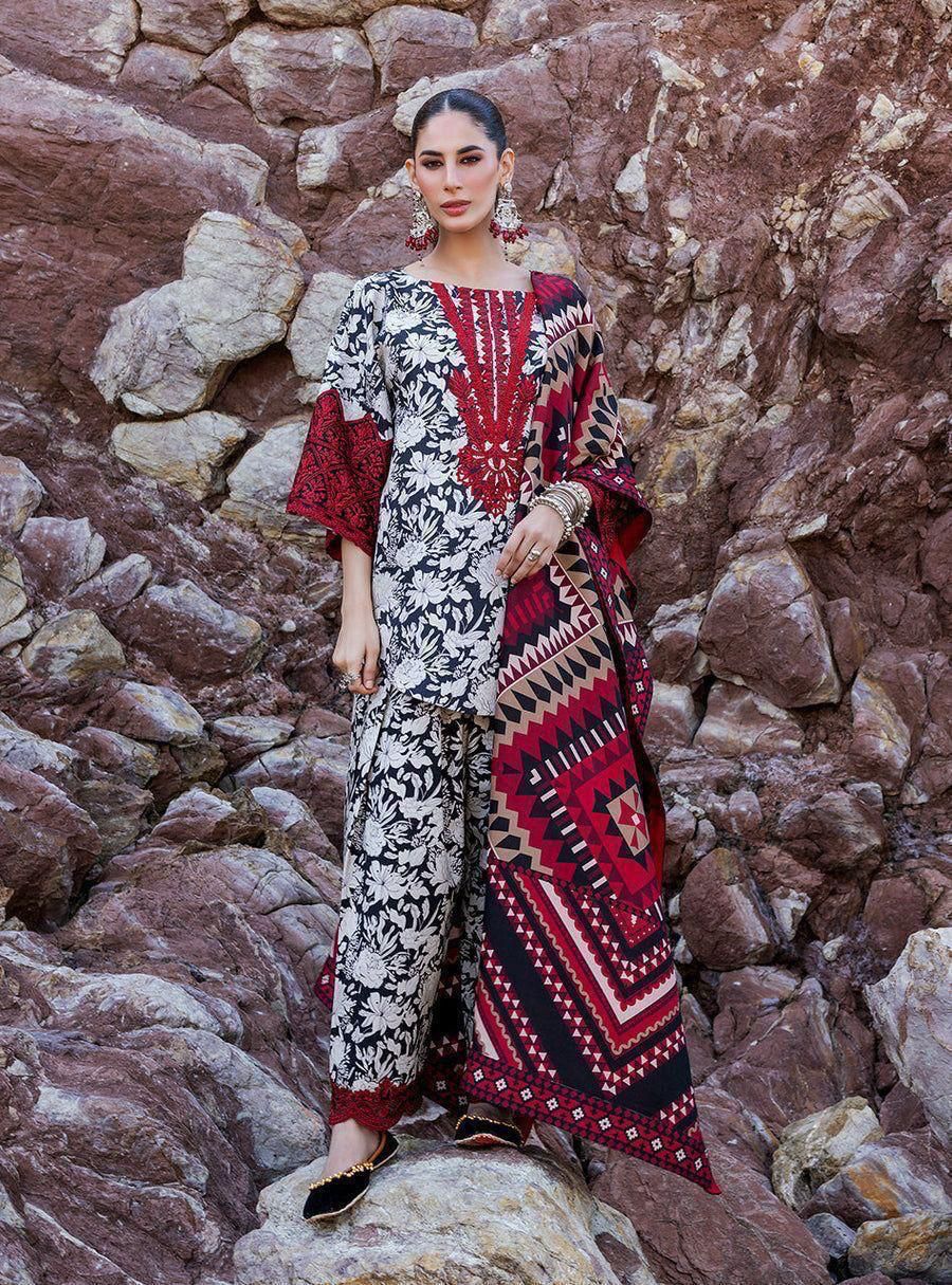 Bin Saeed Printed Karandi 3pc k#1